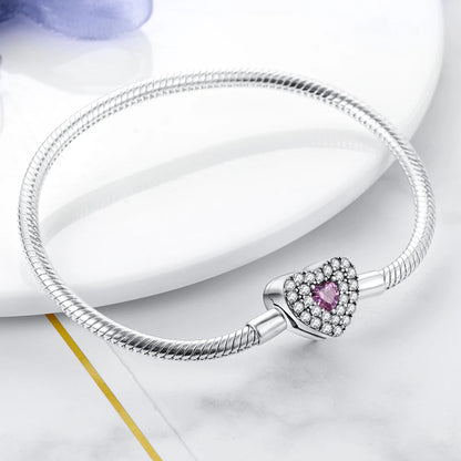 S925 Silver Heart Zircon Charm Bracelet | Wovetsa