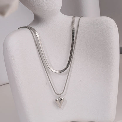 Double Layer Heart Pendant Necklace | Wovetsa