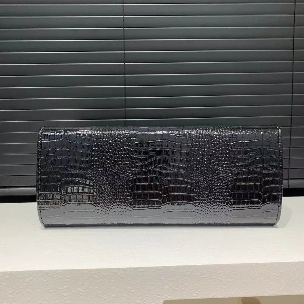 Crocodile Pattern Structured Clutch Handbag | Wovetsa