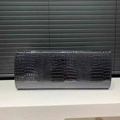 Crocodile Pattern Structured Clutch Handbag | Wovetsa