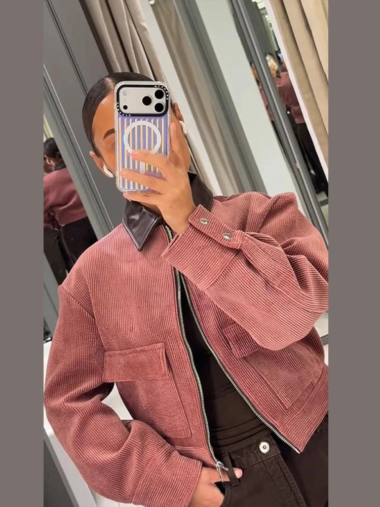 Lapel Lace-Up Cropped Jacket | Wovetsa