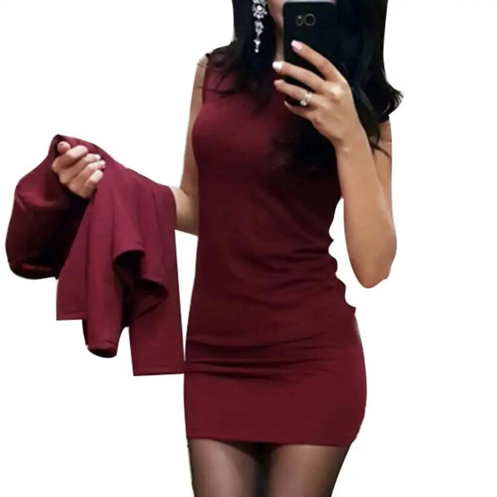 Sleeveless Bodycon Dress & Blazer Two Piece Set | Wovetsa