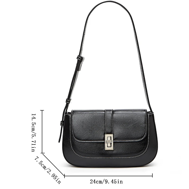 Textured PU Baguette Shoulder Bag | Wovetsa