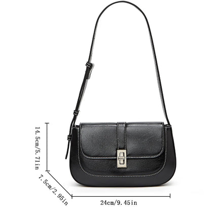 Textured PU Baguette Shoulder Bag | Wovetsa
