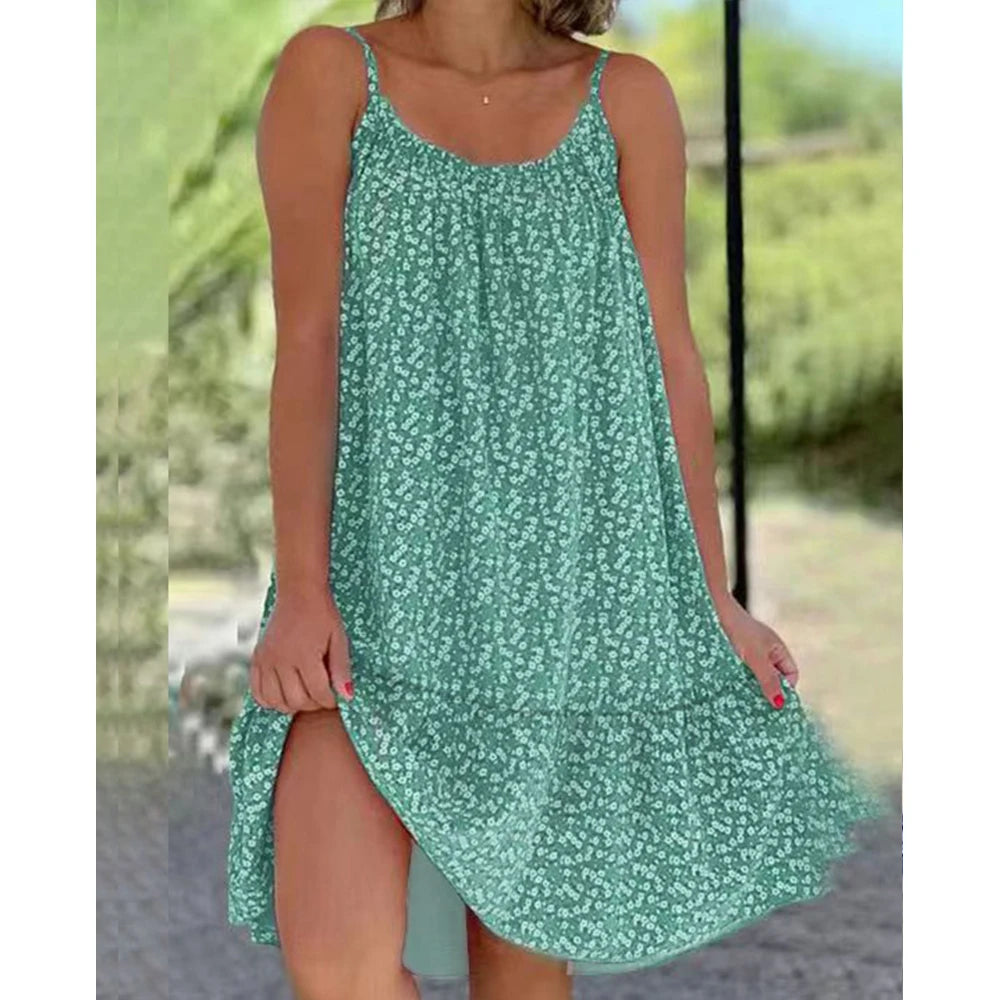 Floral Print Spaghetti Strap Sundress | Wovetsa