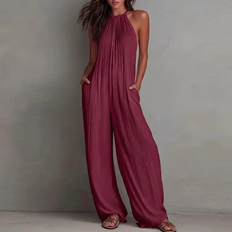Halter Neck Wide Leg Jumpsuit | Wovetsa