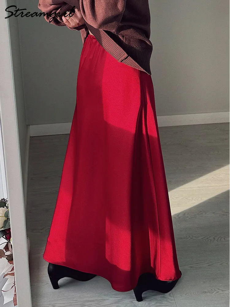 Satin Maxi Skirt | Wovetsa