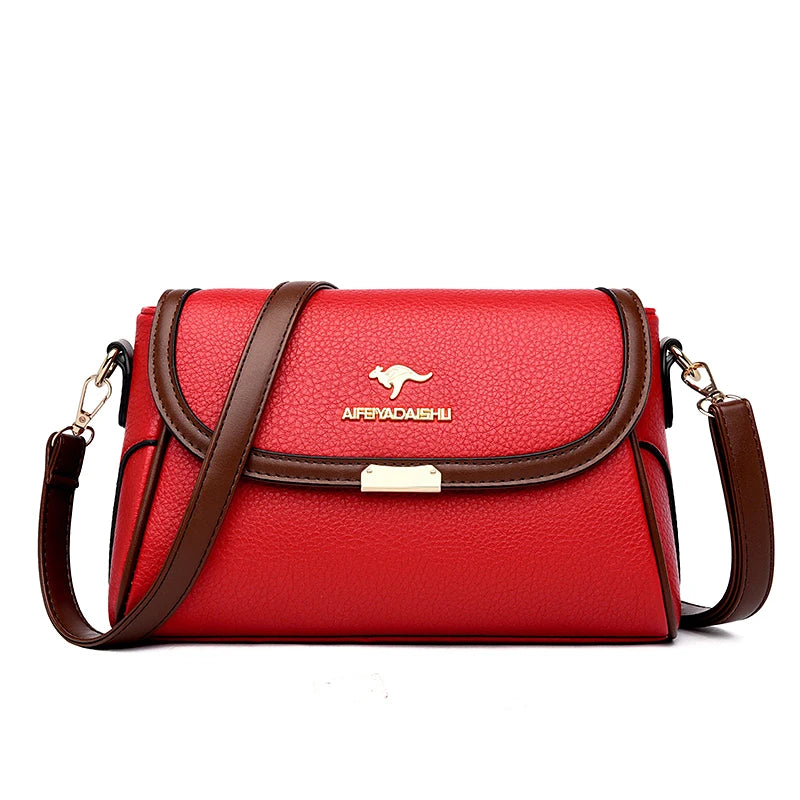 Leather Flap Crossbody Shoulder Bag | Wovetsa