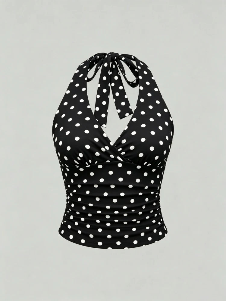 Y2K Backless Halter Ruched Crop Top | Wovetsa
