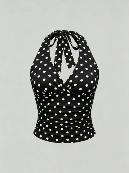 Y2K Backless Halter Ruched Crop Top | Wovetsa