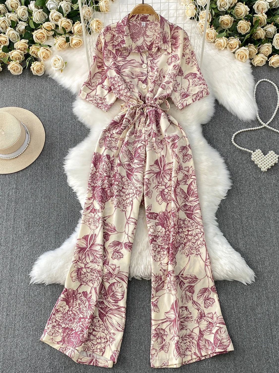 Floral Wide-Leg Jumpsuit | Wovetsa