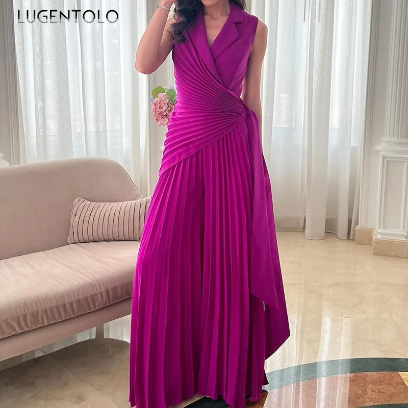 Lace-Up V-Neck Wide-Leg Jumpsuit | Wovetsa
