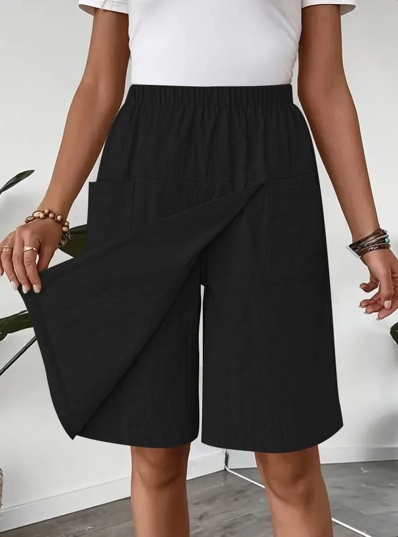 Wide-Leg Slit Culottes | Wovetsa