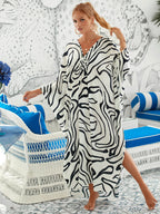Animal Print Kaftan Beach Cover-Up Dress | Wovetsa