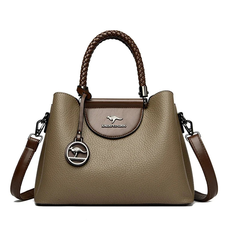 3-Layer PU Leather Tote Shoulder Bag | Wovetsa