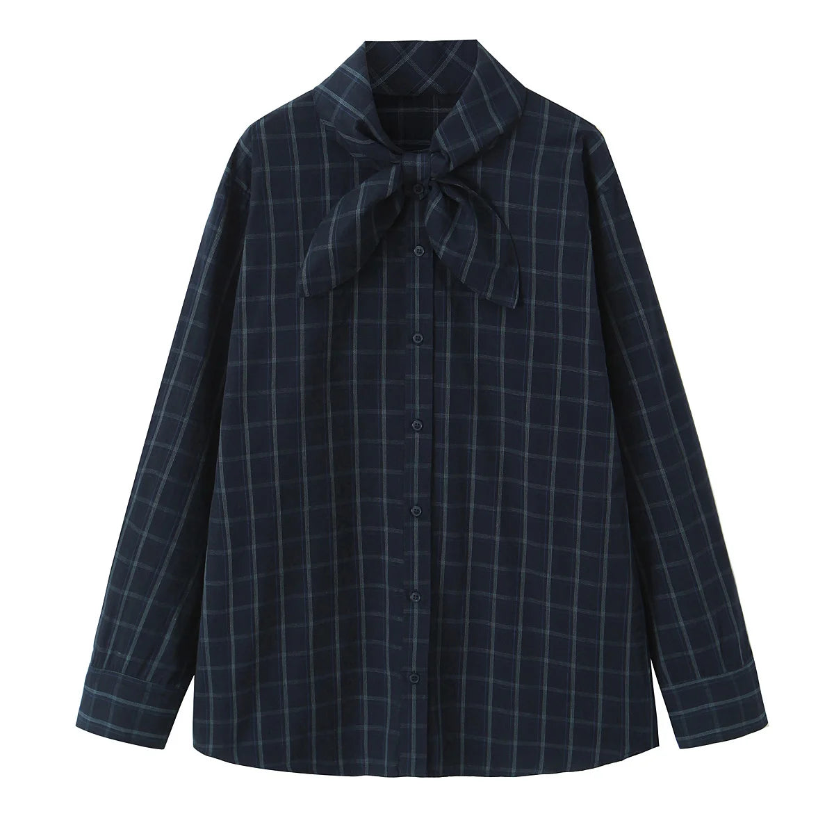 Scarf-Detail Loose Shirt | Wovetsa