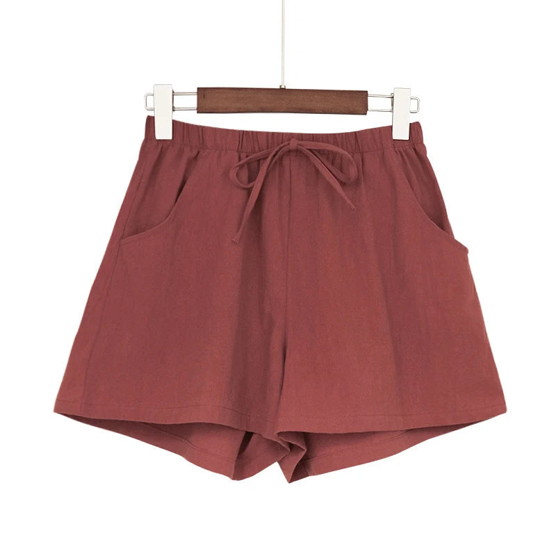 High Waist Cotton Linen Shorts | Wovetsa