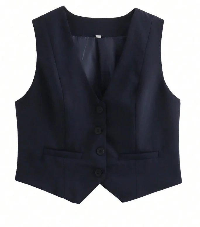 Cropped Suit Vest | Wovetsa