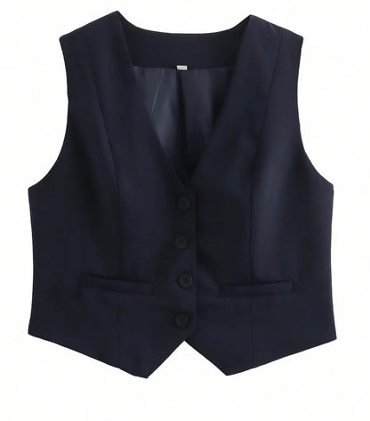 Cropped Suit Vest | Wovetsa