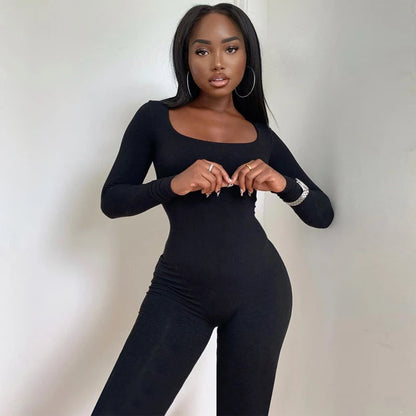 Skinny Long Sleeve Bodycon Jumpsuit | Wovetsa