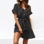 Plus Size Polka Dot Short Sleeve Dress | Wovetsa