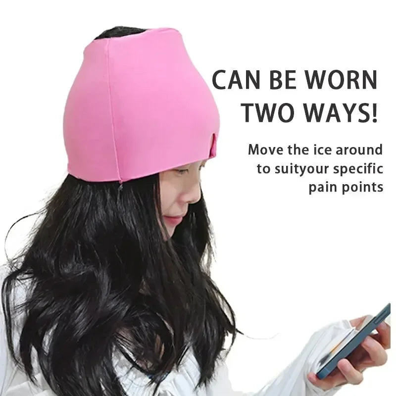 Gel Cold & Hot Head Ice Cap Wrap with Sleep Eye Mask | Wovetsa
