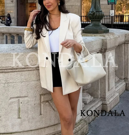 Double Breasted Notched Lapel Blazer | Wovetsa