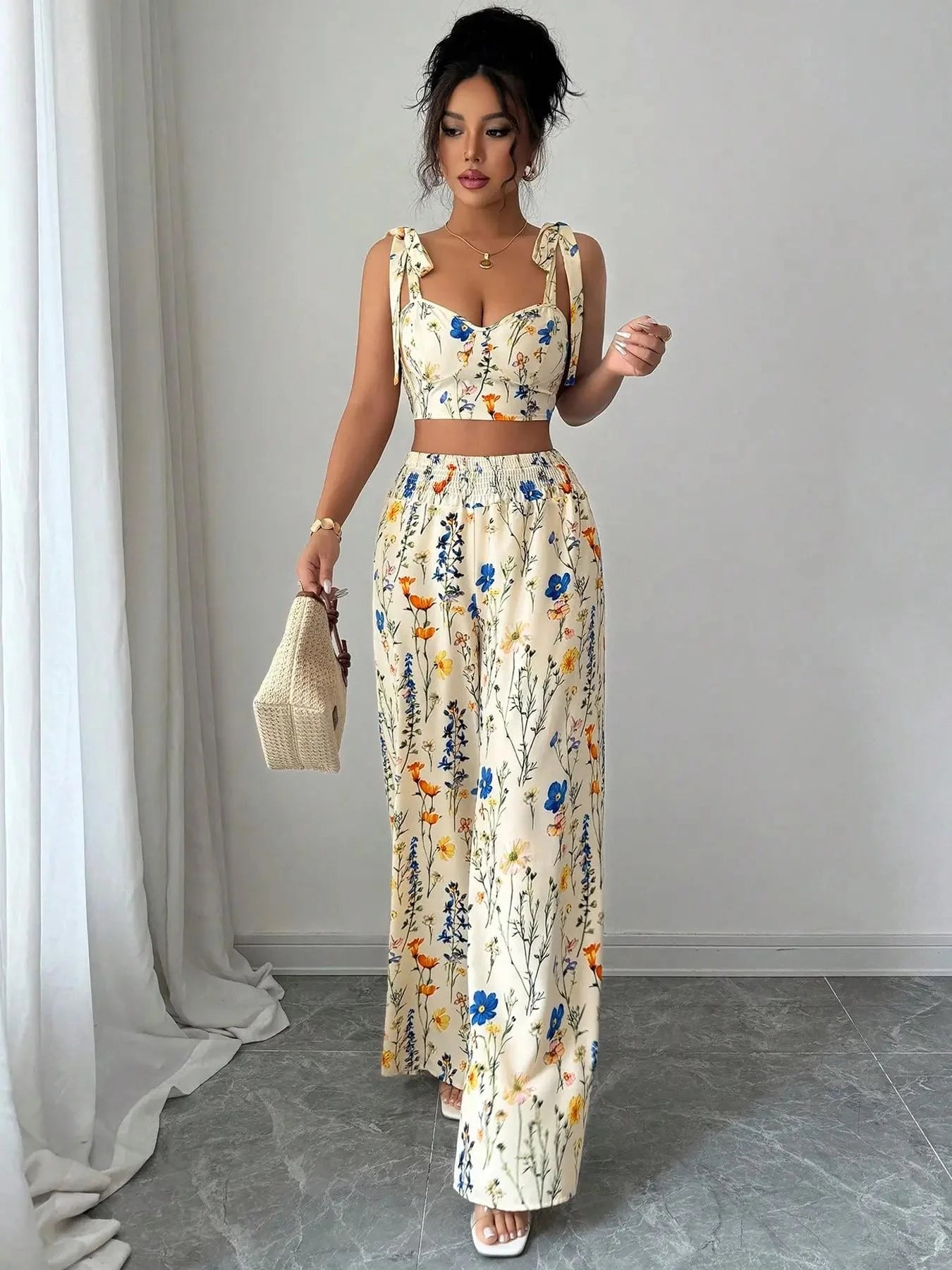 Women's Two Piece Set – Casual Printed Matching Outfit with Comfortable Fit