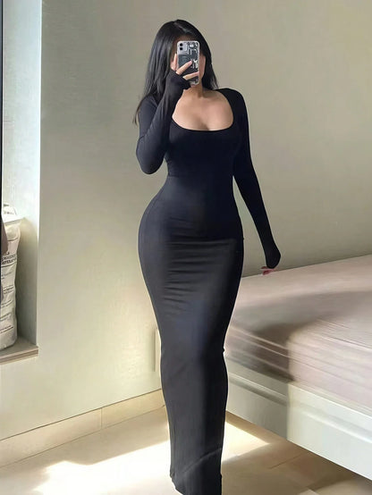 Women's Solid Long Sleeve Bodycon Dress | Wovetsa