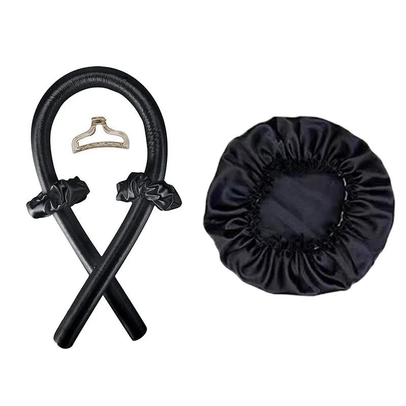Satin Silk Sleep Cap & Heatless Curler Set | Wovetsa