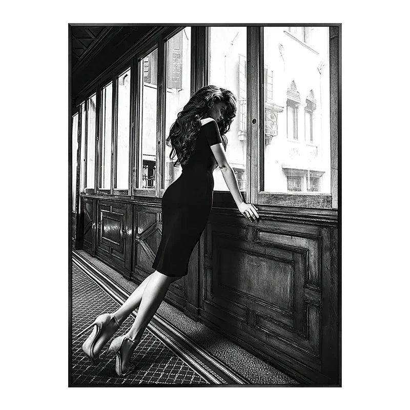 Black & White Luxury Car Paris Street Canvas Wall Art | Wovetsa
