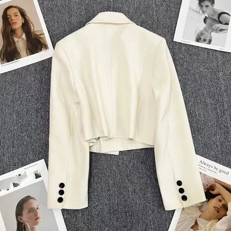 Notched Collar Cropped Blazer | Wovetsa