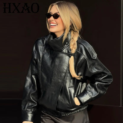 Cropped Leather Bomber Jacket | Wovetsa