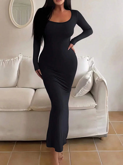 Women's Solid Long Sleeve Bodycon Dress | Wovetsa