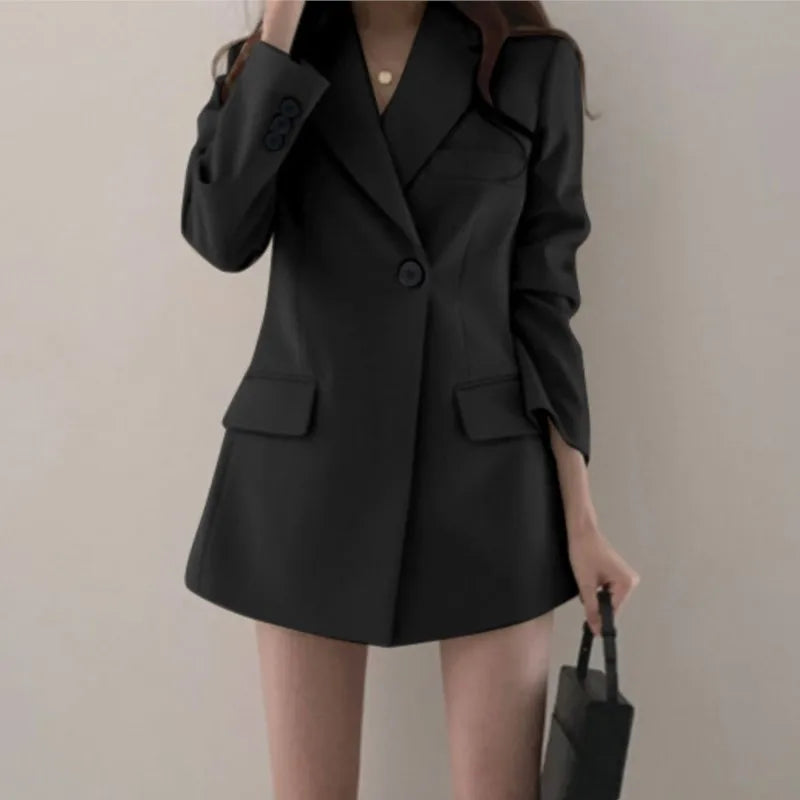 Casual Long Sleeve Suit Jacket Blazer Office Lady Spring Autumn Fashion Elegant Solid Outerwear Coat For Women 2023 Female