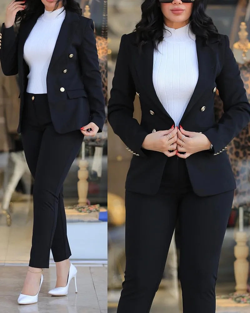 Slim Fit Blazer & Straight Leg Pants Two Piece Suit | Wovetsa