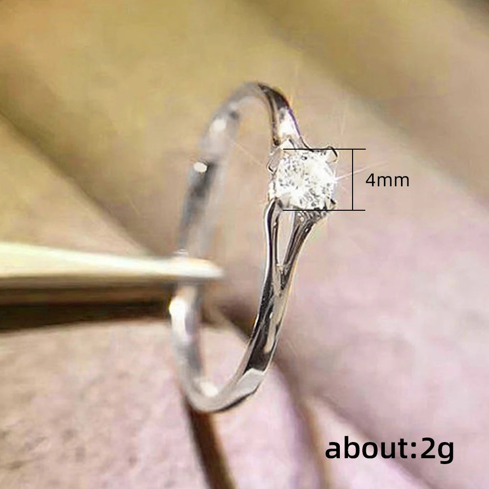 Minimalist CZ Wedding Band Ring | Wovetsa