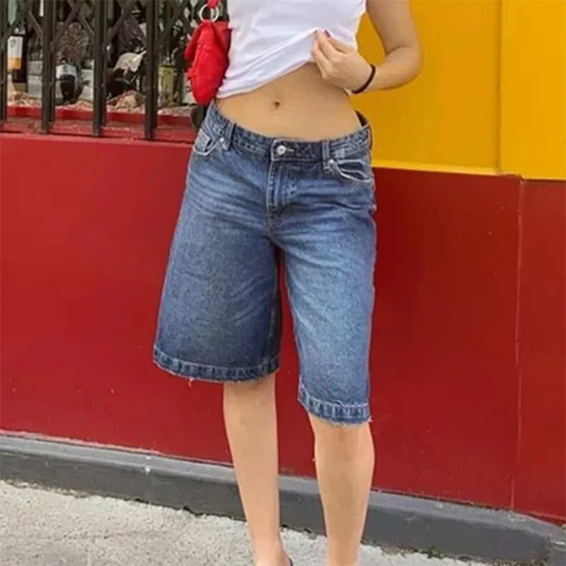 Y2K Bermuda Wide Leg Denim Shorts | Wovetsa
