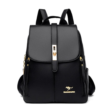 Women's PU Leather Backpack with Lock Detail | Wovetsa