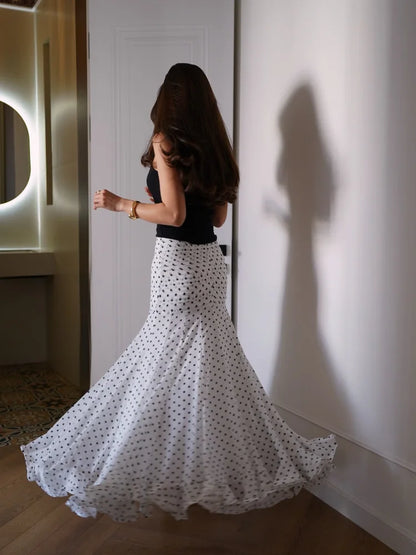 Polka Dot Mermaid Maxi Skirt | Wovetsa