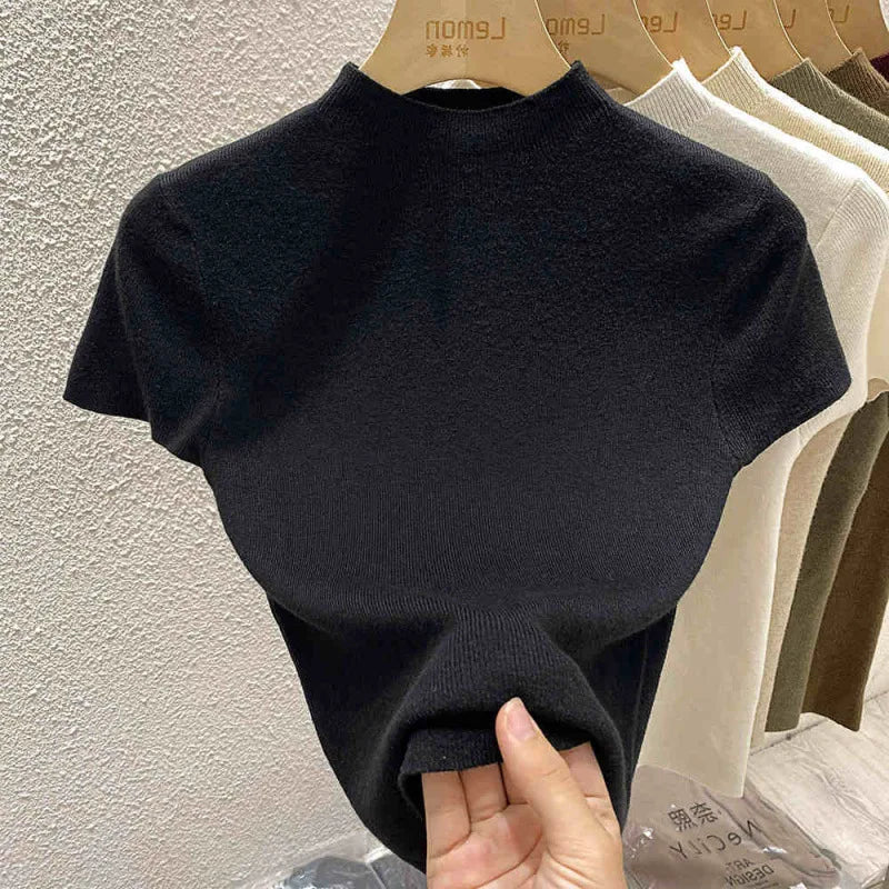 Mock Neck Knit Sweater Top | Wovetsa
