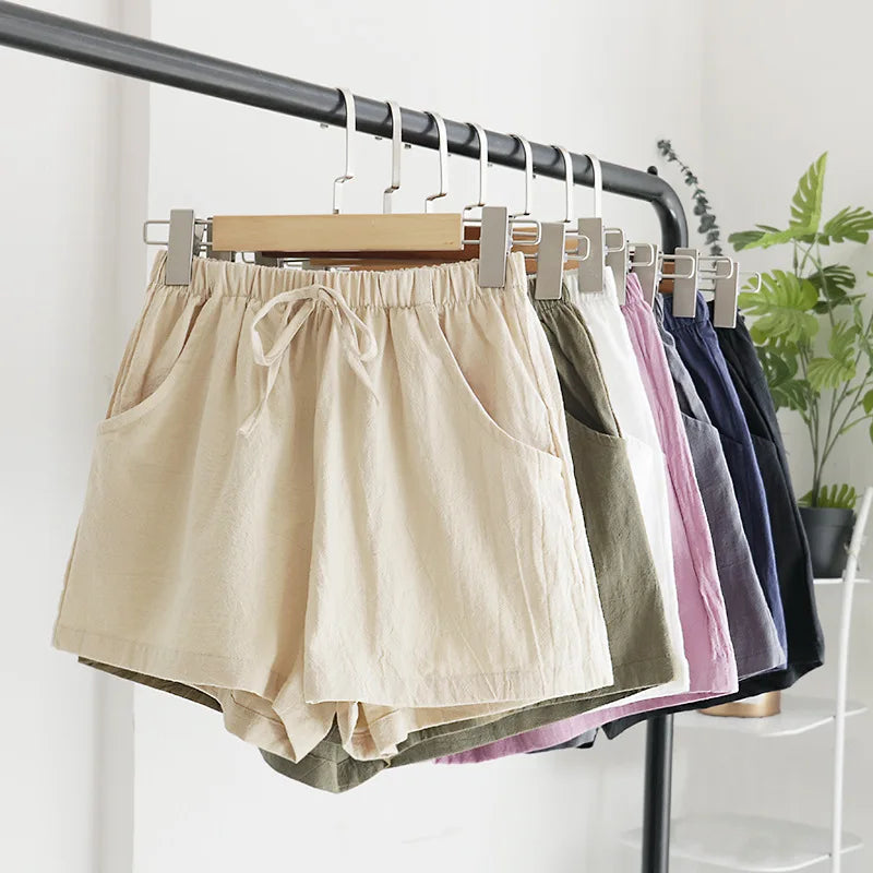 High Waist Cotton Linen Shorts | Wovetsa