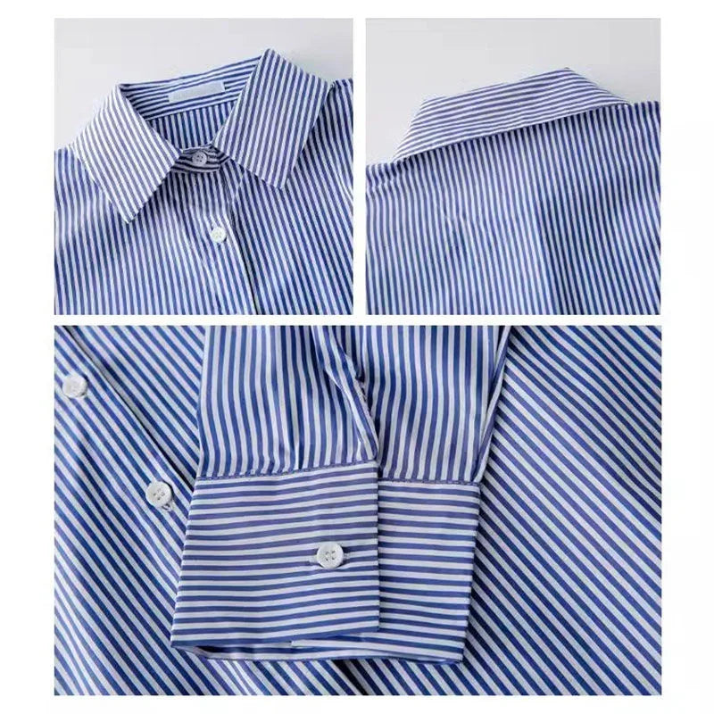Striped Lantern Sleeve Blouse | Wovetsa