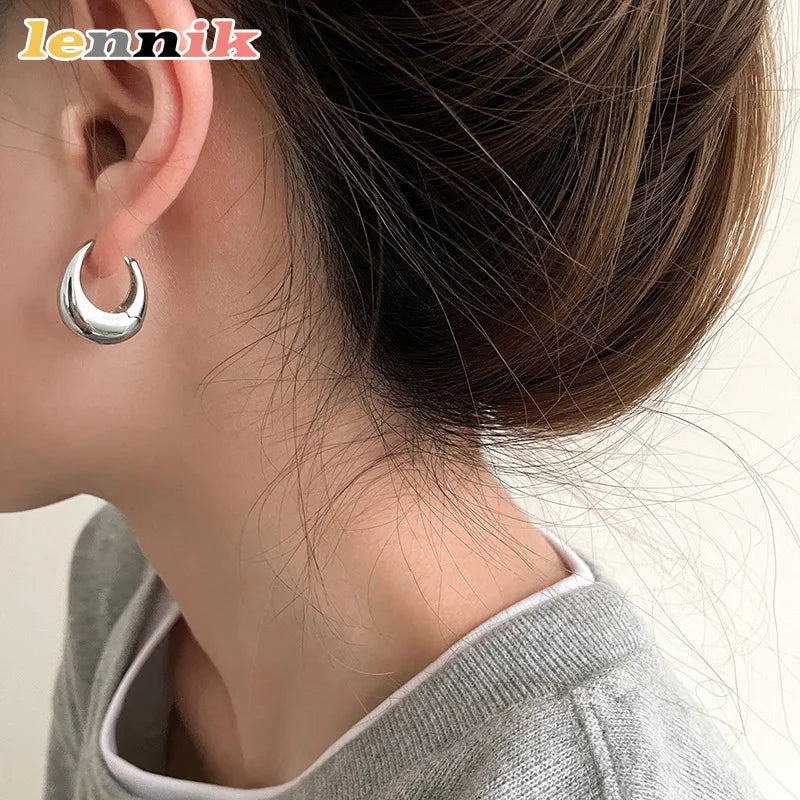 3D Oval Metal Stud Earrings | Wovetsa