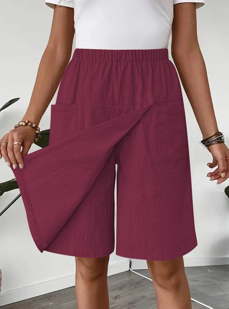 Wide-Leg Slit Culottes | Wovetsa