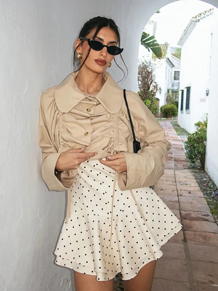 Drawstring Belted Short Trench Coat | Wovetsa
