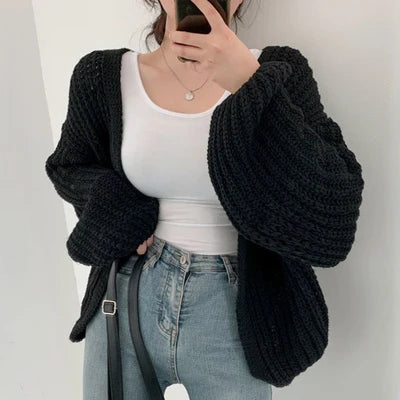 Lantern Sleeve Knit Cardigan | Wovetsa
