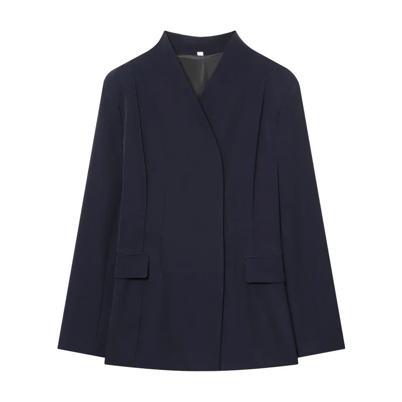 High Collar Slim Blazer & Wide Leg Trouser Set | Wovetsa
