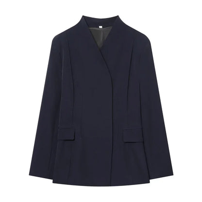 High Collar Slim Blazer & Wide Leg Trouser Set | Wovetsa