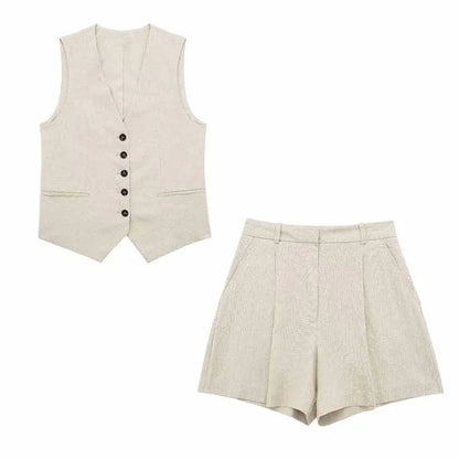 Green Vest & Shorts Set | Wovetsa
